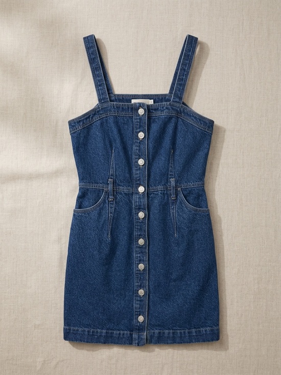 Levi's Dresses & Skirts - Levi’s Button-Front Denim Mini Dress with Adjustable Straps & Pockets, Size S